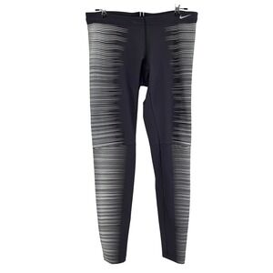 Nike Flash Womens‎ Black Silver Reflective Dri-FIT Running Tights Leggings M